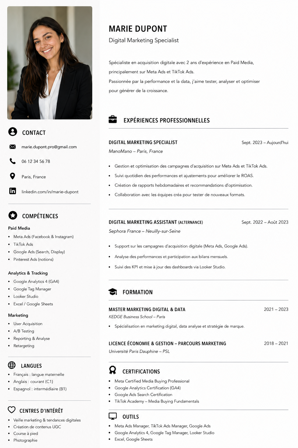 CV après — refait par notre équipe